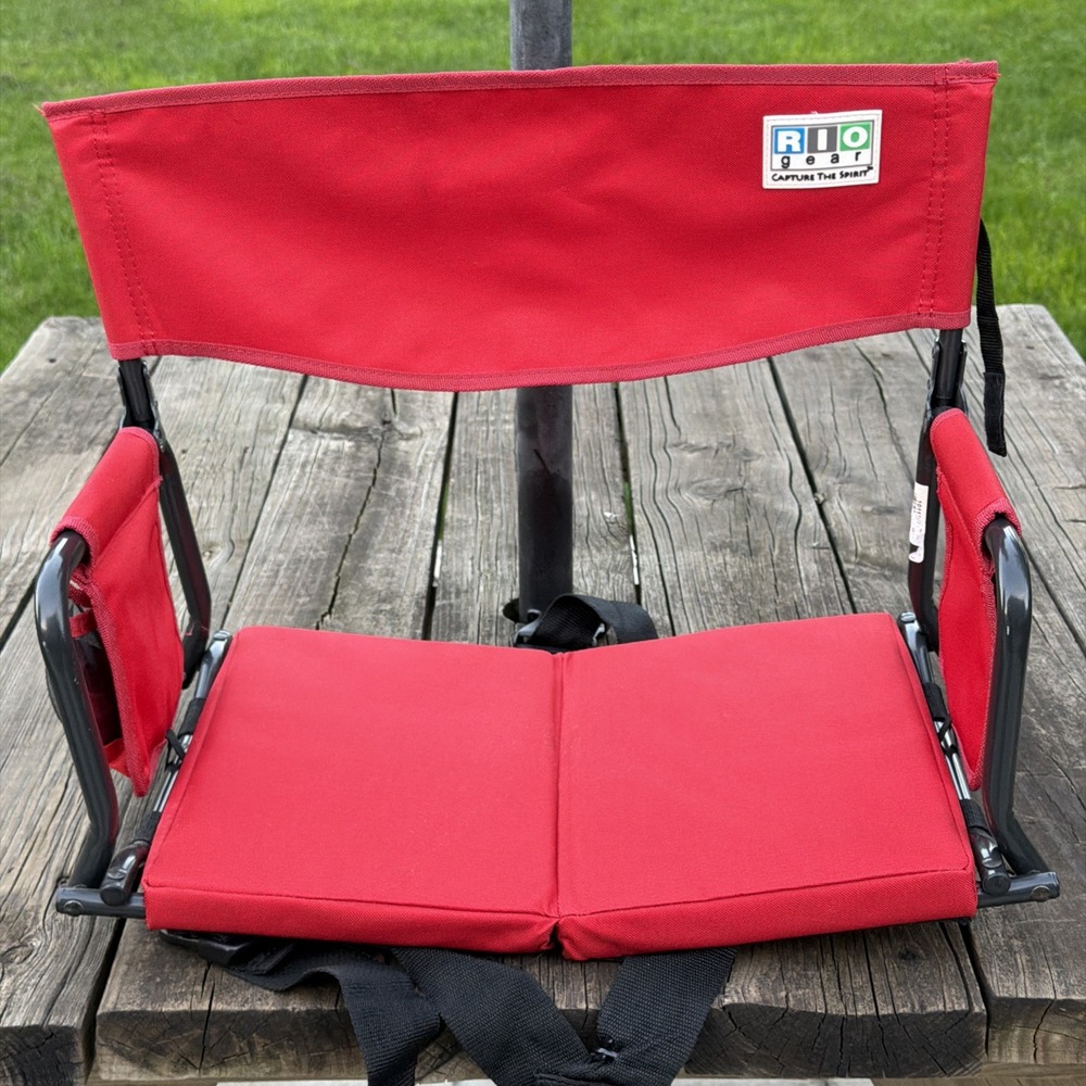 Rio Gear 10118 Stadium Bench Bleacher Kayak Seat Folding Arm Chair Cushion RED